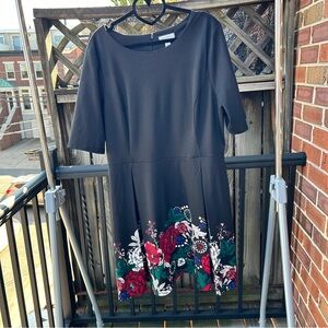 Charter Club Ponte Floral A-Line Elbow Sleeve Dress XL NWOT